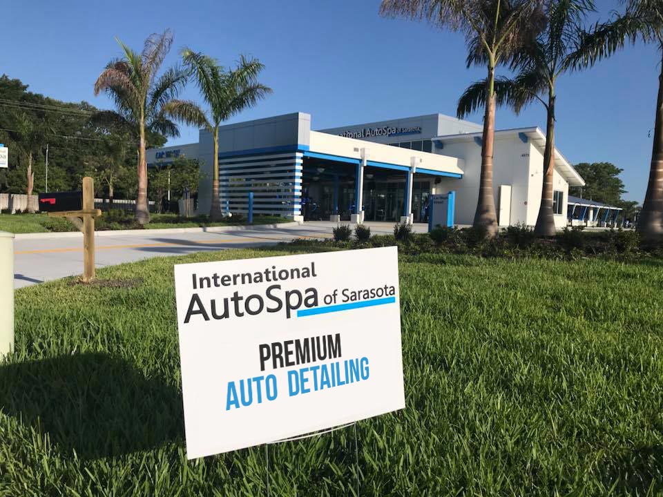 International Auto Spa of Sarasota building with Premium Auto Detailing sign